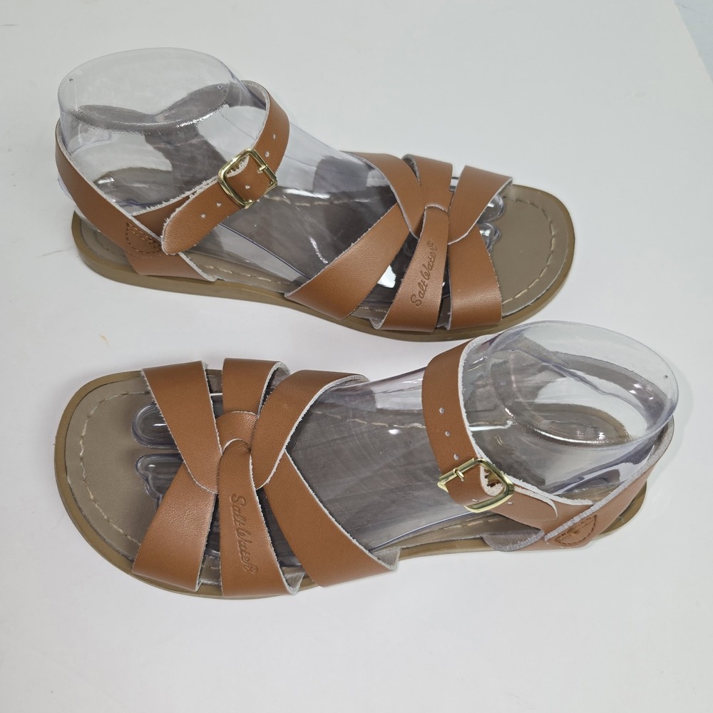 Salt Water Original Leather Sandals Womens Size 9 Tan-Brown Strappy Hoy Shoes